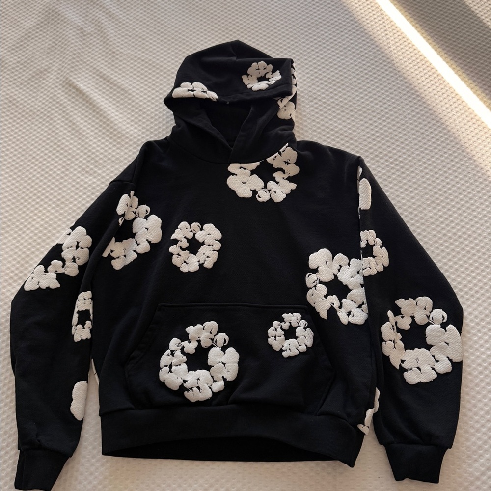 Denim Tears Black Hoodie with White Accents